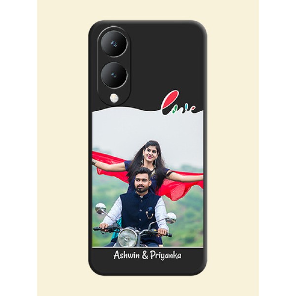 Fall in Love Pattern with Picture on Photo On Space Black Custom Soft Matte Mobile Back Cover - Vivo Y17S Fall in Love Pattern with Picture on Photo On Space Black Custom Soft Matte Mobile Back Cover - Vivo Y17S