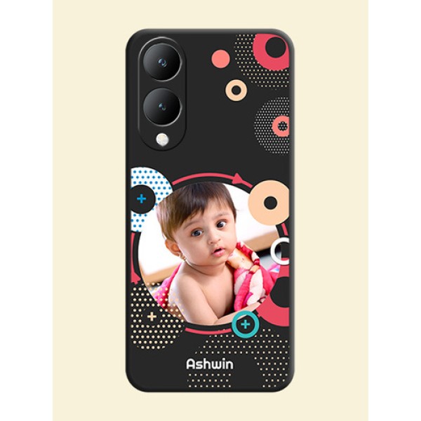 Multicoloured Round Image On Space Black Custom Soft Matte Mobile Back Cover - Vivo Y17S