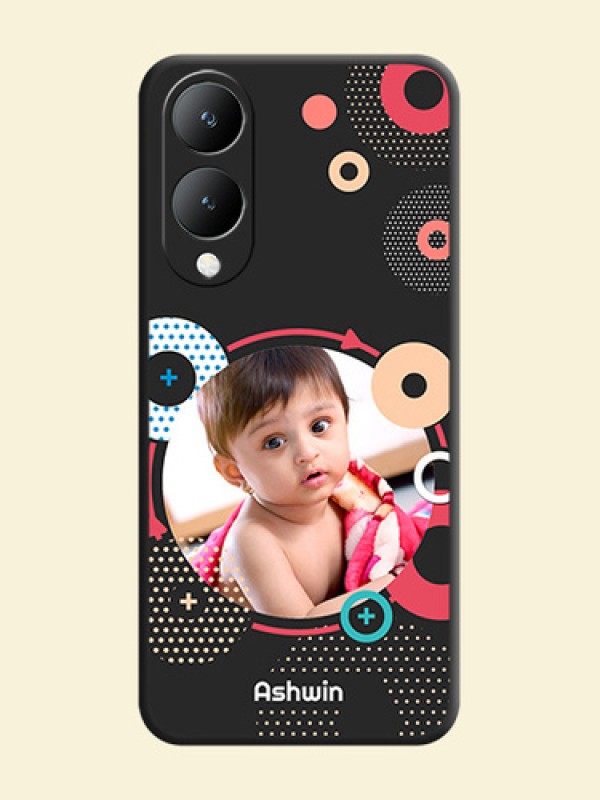 Multicoloured Round Image On Space Black Custom Soft Matte Mobile Back Cover - Vivo Y17S
