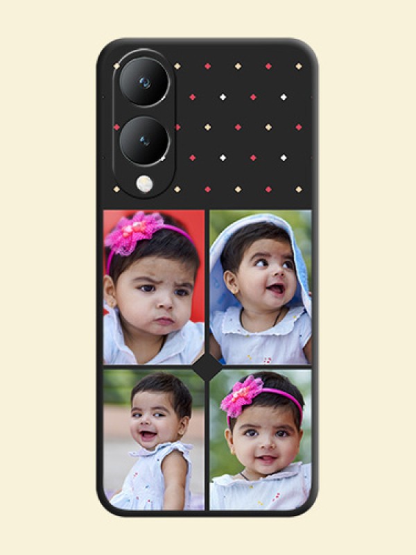 Multicolor Dotted Pattern with 4 Image Holder On Space Black Custom Soft Matte Mobile Back Cover - Vivo Y17S