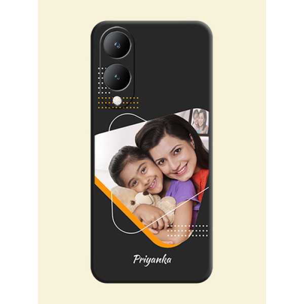 Yellow Triangle on Photo On Space Black Custom Soft Matte Mobile Back Cover - Vivo Y17S Yellow Triangle on Photo On Space Black Custom Soft Matte Mobile Back Cover - Vivo Y17S