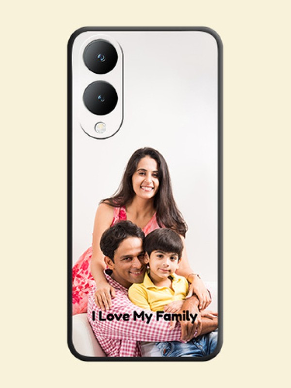 Full Single Pic Upload With Text On Space Black Custom Soft Matte Mobile Back Cover - Vivo Y17S