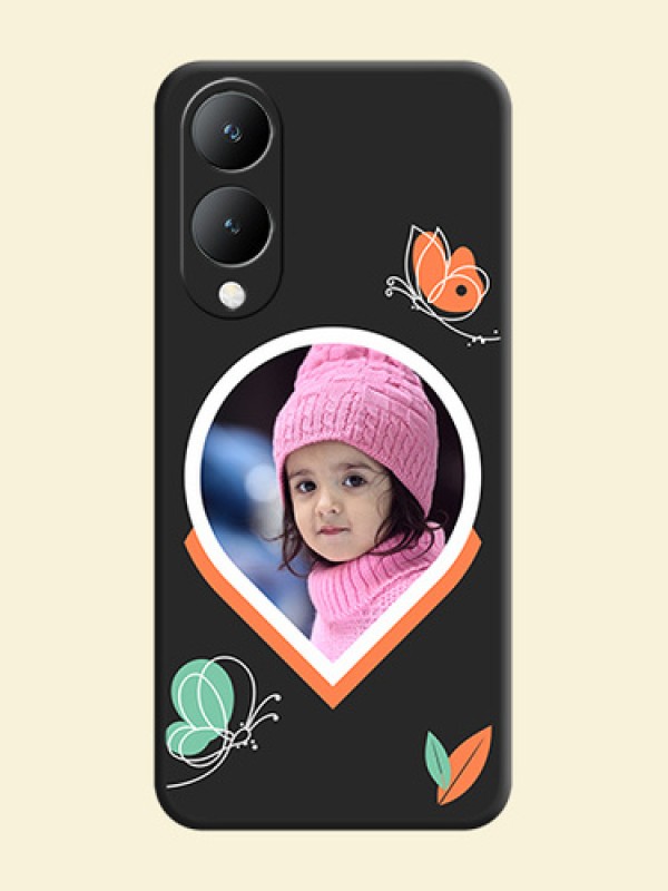 Upload Pic With Simple Butterly Design On Space Black Custom Soft Matte Mobile Back Cover - Vivo Y17S