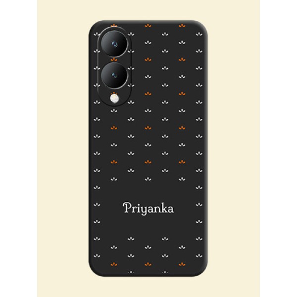 Simple Pattern With Custom Text On Space Black Custom Soft Matte Mobile Back Cover - Vivo Y17S Simple Pattern With Custom Text On Space Black Custom Soft Matte Mobile Back Cover - Vivo Y17S