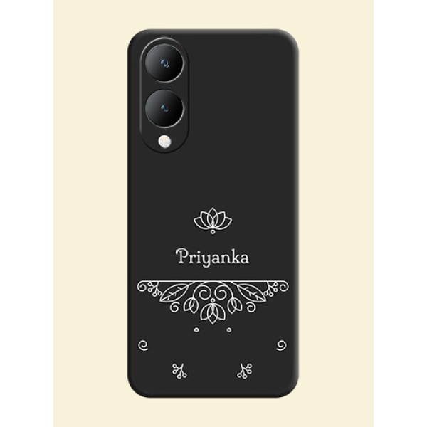Lotus Garden Custom Text On Space Black Custom Soft Matte Mobile Back Cover - Vivo Y17S Lotus Garden Custom Text On Space Black Custom Soft Matte Mobile Back Cover - Vivo Y17S