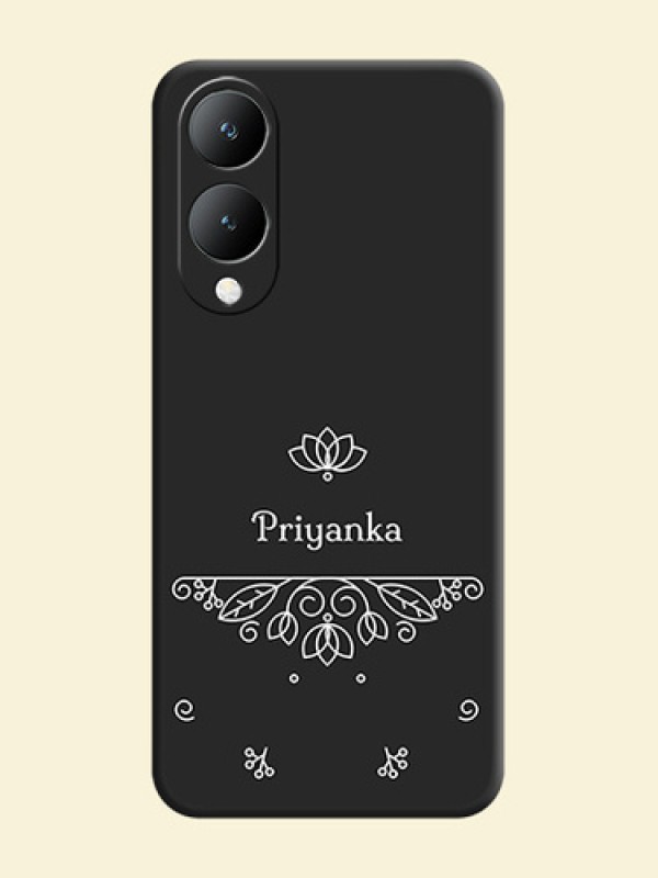 Lotus Garden Custom Text On Space Black Custom Soft Matte Mobile Back Cover - Vivo Y17S