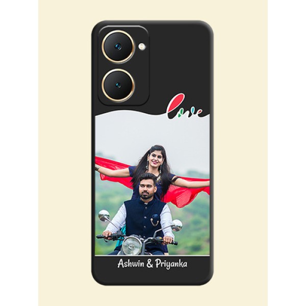 Fall in Love Pattern with Picture on Photo On Space Black Custom Soft Matte Mobile Back Cover - Vivo Y18