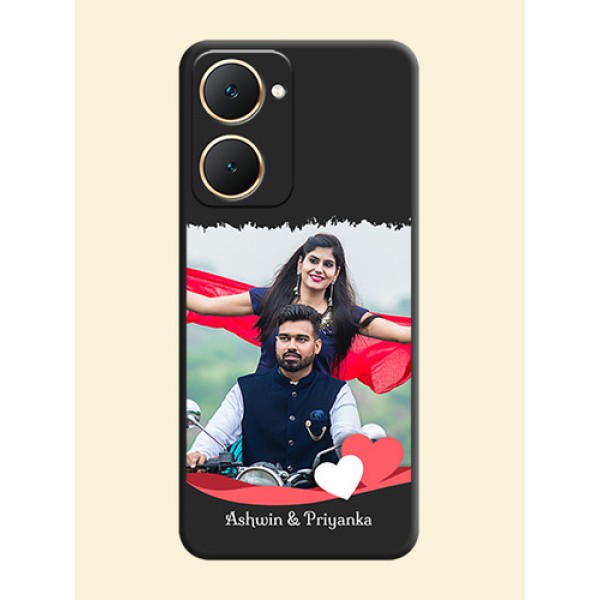 Pin Color Love Shaped Ribbon Design with Text On Space Black Custom Soft Matte Mobile Back Cover - Vivo Y18