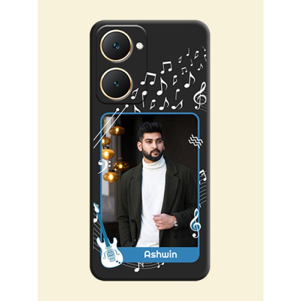 Musical Theme Design with Text on Photo On Space Black Custom Soft Matte Mobile Back Cover - Vivo Y18 Musical Theme Design with Text on Photo On Space Black Custom Soft Matte Mobile Back Cover - Vivo Y18