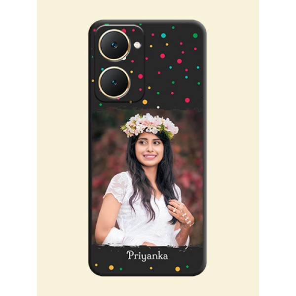 Multicolor Dotted Pattern with Text On Space Black Custom Soft Matte Mobile Back Cover - Vivo Y18 Multicolor Dotted Pattern with Text On Space Black Custom Soft Matte Mobile Back Cover - Vivo Y18