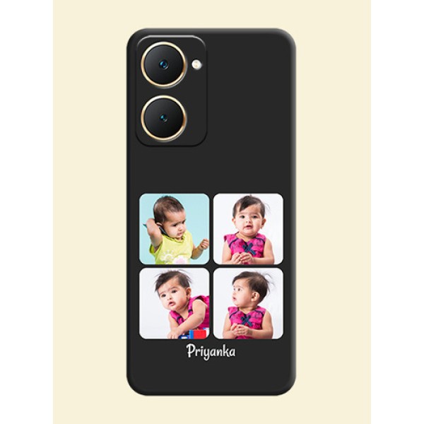 Floral Art with 6 Image Holder on Photo On Space Black Custom Soft Matte Mobile Back Cover - Vivo Y18 Floral Art with 6 Image Holder on Photo On Space Black Custom Soft Matte Mobile Back Cover - Vivo Y18