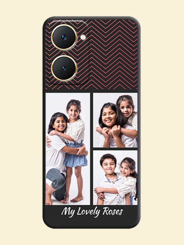Wave Pattern with 3 Image Holder On Space Black Custom Soft Matte Mobile Back Cover - Vivo Y18
