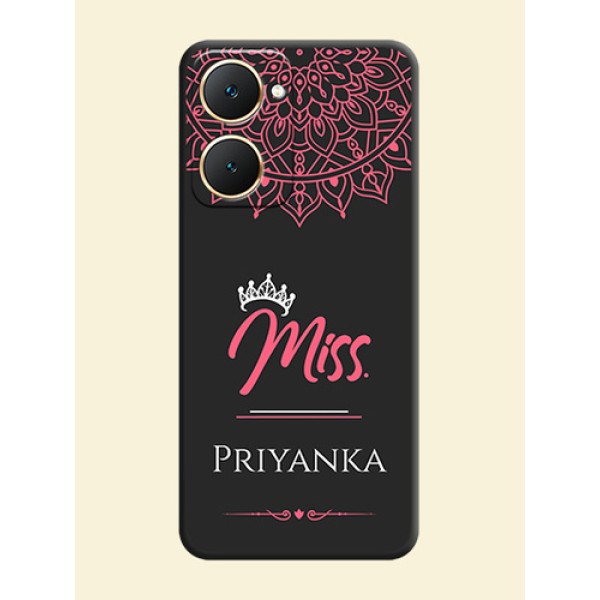 Mrs Name with Floral Design On Space Black Custom Soft Matte Mobile Back Cover - Vivo Y18 Mrs Name with Floral Design On Space Black Custom Soft Matte Mobile Back Cover - Vivo Y18