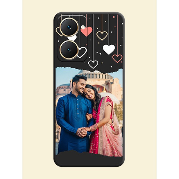 Love Hangings with Splash Wave Picture On Space Black Custom Soft Matte Mobile Back Cover - Vivo Y18e Love Hangings with Splash Wave Picture On Space Black Custom Soft Matte Mobile Back Cover - Vivo Y18e