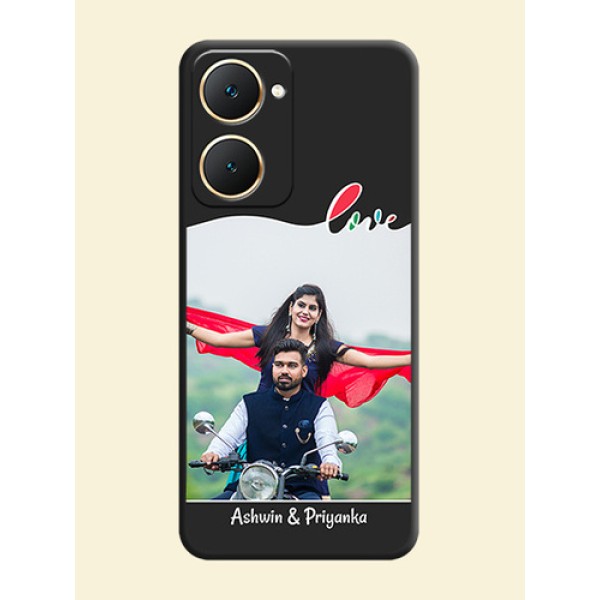 Fall in Love Pattern with Picture on Photo On Space Black Custom Soft Matte Mobile Back Cover - Vivo Y18e