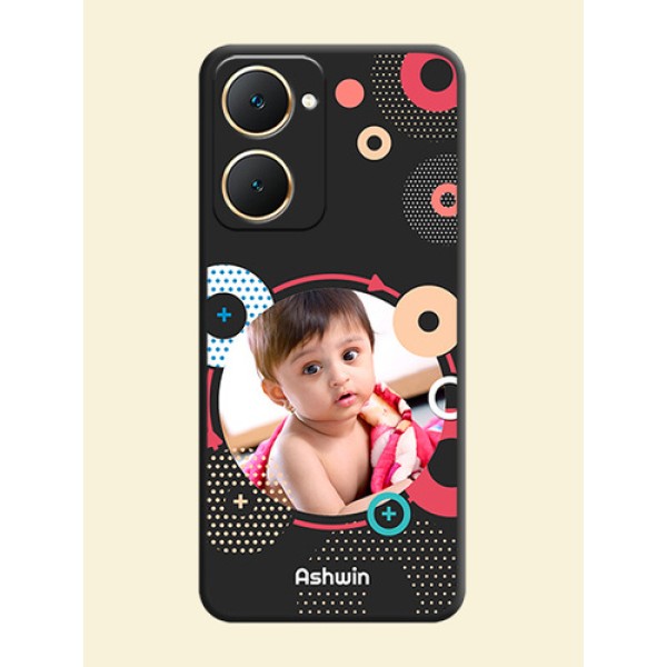 Multicoloured Round Image On Space Black Custom Soft Matte Mobile Back Cover - Vivo Y18e