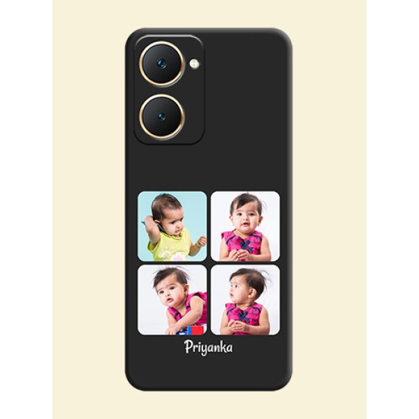Floral Art with 6 Image Holder on Photo On Space Black Custom Soft Matte Mobile Back Cover - Vivo Y18e Floral Art with 6 Image Holder on Photo On Space Black Custom Soft Matte Mobile Back Cover - Vivo Y18e