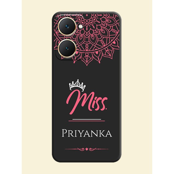 Mrs Name with Floral Design On Space Black Custom Soft Matte Mobile Back Cover - Vivo Y18e Mrs Name with Floral Design On Space Black Custom Soft Matte Mobile Back Cover - Vivo Y18e