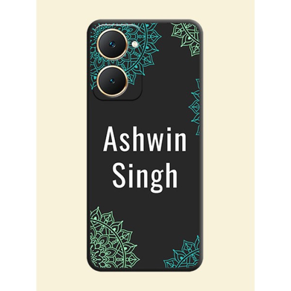 Your Name with Floral Design On Space Black Custom Soft Matte Mobile Back Cover - Vivo Y18e Your Name with Floral Design On Space Black Custom Soft Matte Mobile Back Cover - Vivo Y18e