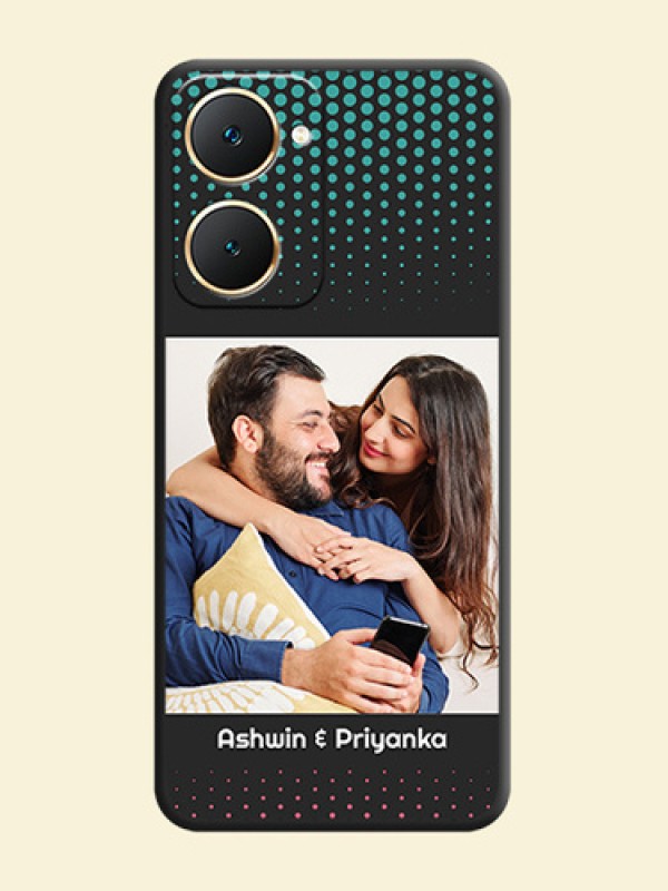 Faded Dots with Grunge Photo Frame and Text On Space Black Custom Soft Matte Mobile Back Cover - Vivo Y18e