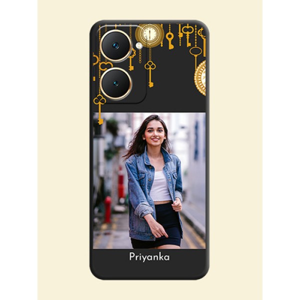 Decorative Design with Text On Space Black Custom Soft Matte Mobile Back Cover - Vivo Y18i