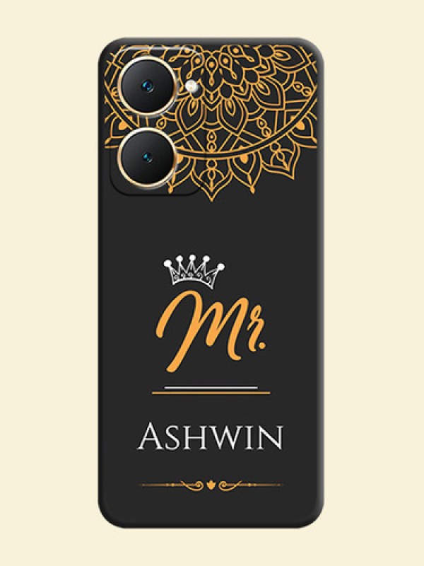 Mr Name with Floral Design On Space Black Custom Soft Matte Mobile Back Cover - Vivo Y18i