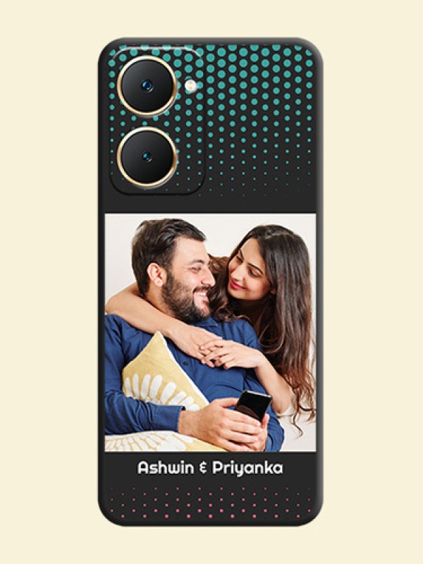 Faded Dots with Grunge Photo Frame and Text On Space Black Custom Soft Matte Mobile Back Cover - Vivo Y18i