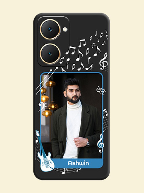 Musical Theme Design with Text on Photo On Space Black Custom Soft Matte Mobile Back Cover - Vivo Y18T