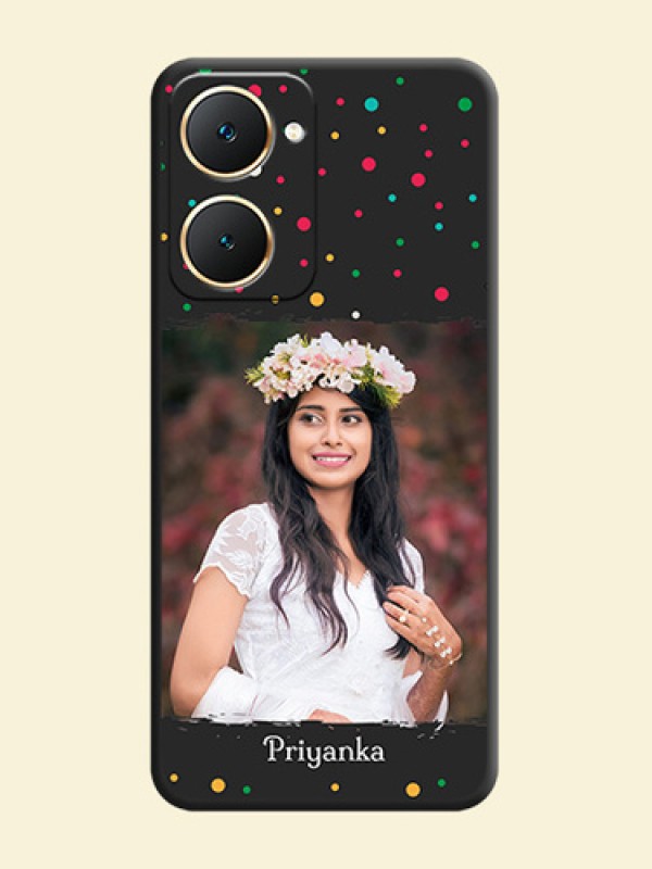 Multicolor Dotted Pattern with Text On Space Black Custom Soft Matte Mobile Back Cover - Vivo Y18T
