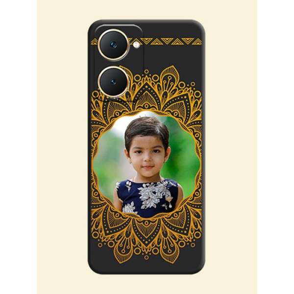 Round Image with Floral Design On Space Black Custom Soft Matte Mobile Back Cover - Vivo Y18T Round Image with Floral Design On Space Black Custom Soft Matte Mobile Back Cover - Vivo Y18T