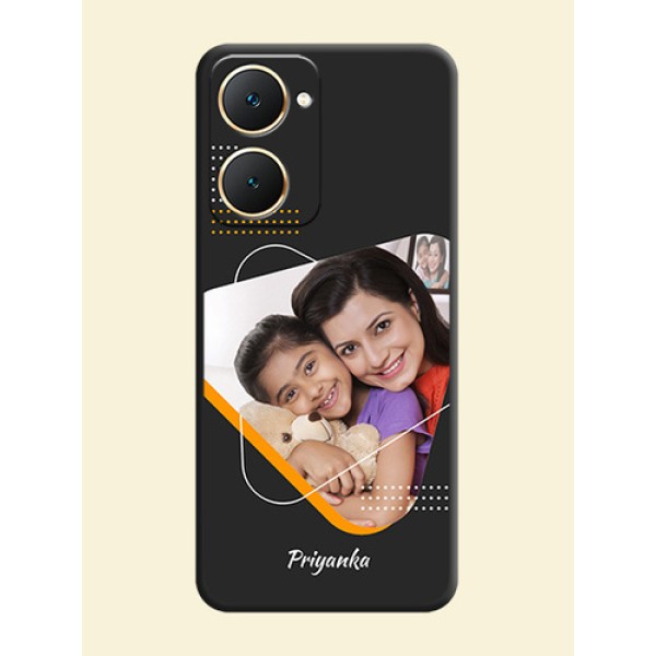 Yellow Triangle on Photo On Space Black Custom Soft Matte Mobile Back Cover - Vivo Y18T Yellow Triangle on Photo On Space Black Custom Soft Matte Mobile Back Cover - Vivo Y18T