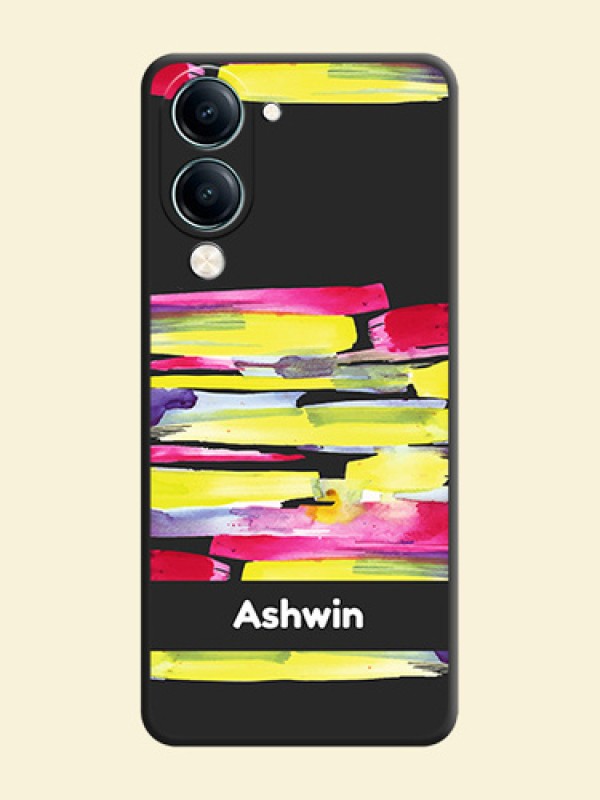 Brush Coloured On Space Black Custom Soft Matte Mobile Back Cover - Vivo Y19 5G