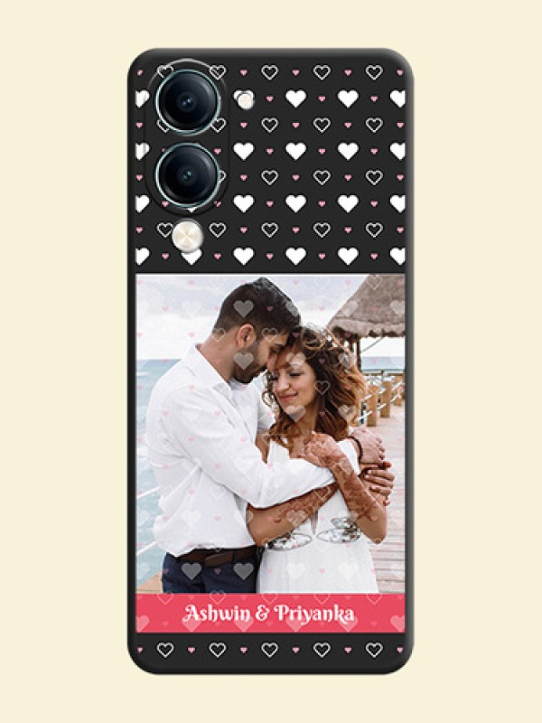 White Color Love Symbols with Text Design on Photo On Space Black Custom Soft Matte Mobile Back Cover - Vivo Y19 5G