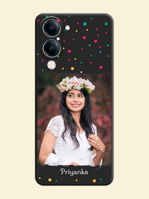 Multicolor Dotted Pattern with Text On Space Black Custom Soft Matte Mobile Back Cover - Vivo Y19 5G