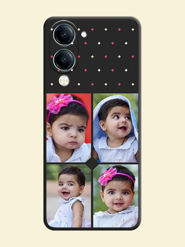 Multicolor Dotted Pattern with 4 Image Holder On Space Black Custom Soft Matte Mobile Back Cover - Vivo Y19 5G