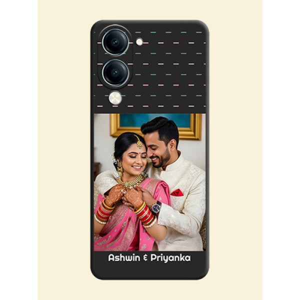 Line Pattern Design with Text On Space Black Custom Soft Matte Mobile Back Cover - Vivo Y19 5G Line Pattern Design with Text On Space Black Custom Soft Matte Mobile Back Cover - Vivo Y19 5G