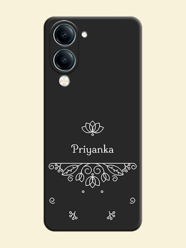 Lotus Garden Custom Text On Space Black Custom Soft Matte Mobile Back Cover - Vivo Y19 5G