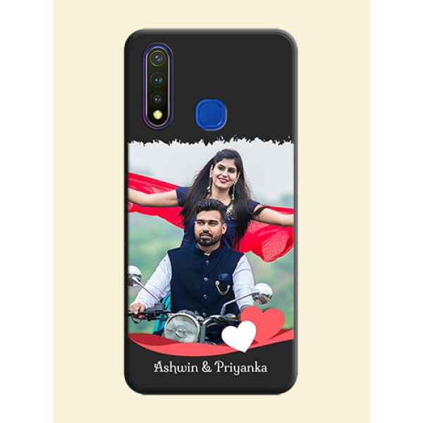 Pink Color Love Shaped Ribbon Design with Text on Space Black Custom Soft Matte Phone Back Cover - Vivo Y19 Pink Color Love Shaped Ribbon Design with Text on Space Black Custom Soft Matte Phone Back Cover - Vivo Y19
