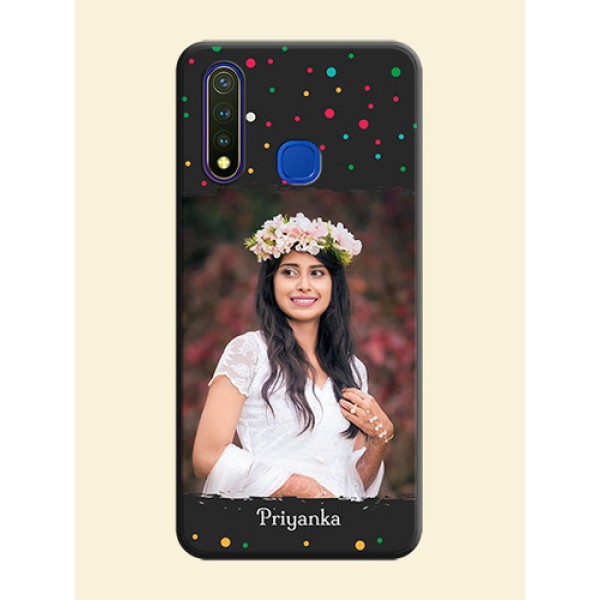 Multicolor Dotted Pattern with Text on Space Black Custom Soft Matte Phone Back Cover - Vivo Y19 Multicolor Dotted Pattern with Text on Space Black Custom Soft Matte Phone Back Cover - Vivo Y19