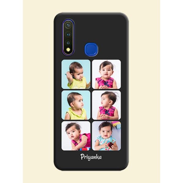 Floral Art with 6 Image Holder - Photo on Space Black Soft Matte Mobile Case - Vivo Y19 Floral Art with 6 Image Holder - Photo on Space Black Soft Matte Mobile Case - Vivo Y19