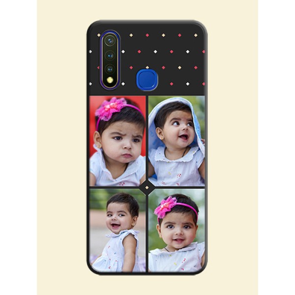 Multicolor Dotted Pattern with 4 Image Holder on Space Black Custom Soft Matte Phone Cases - Vivo Y19 Multicolor Dotted Pattern with 4 Image Holder on Space Black Custom Soft Matte Phone Cases - Vivo Y19