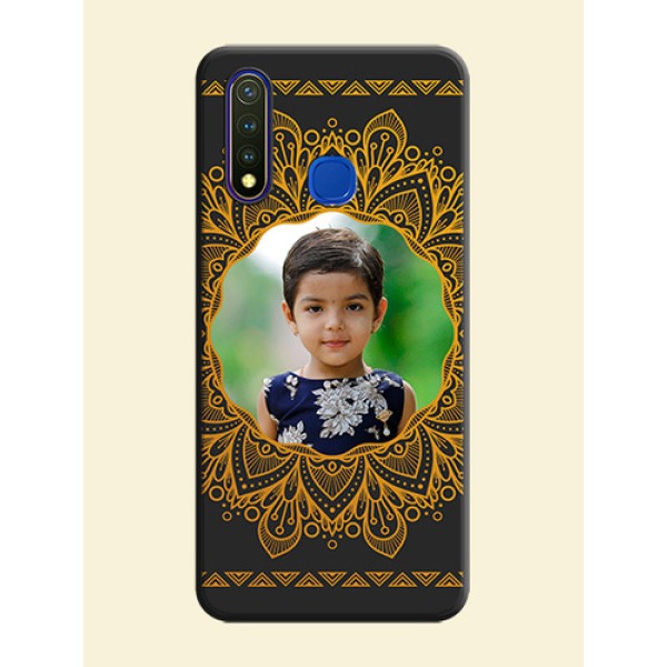 Round Image with Floral Design - Photo on Space Black Soft Matte Mobile Cover - Vivo Y19 Round Image with Floral Design - Photo on Space Black Soft Matte Mobile Cover - Vivo Y19