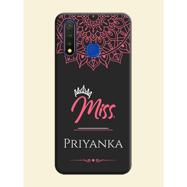 Mrs Name with Floral Design on Space Black Personalized Soft Matte Phone Covers - Vivo Y19 Mrs Name with Floral Design on Space Black Personalized Soft Matte Phone Covers - Vivo Y19