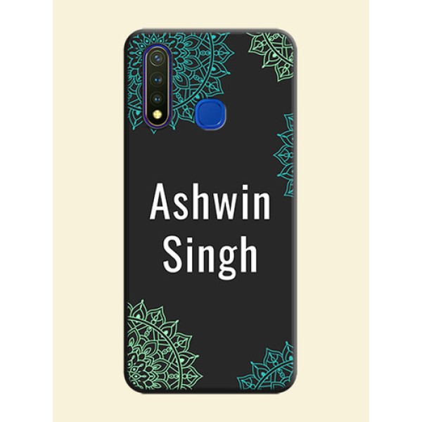 Your Name with Floral Design on Space Black Custom Soft Matte Back Cover - Vivo Y19 Your Name with Floral Design on Space Black Custom Soft Matte Back Cover - Vivo Y19