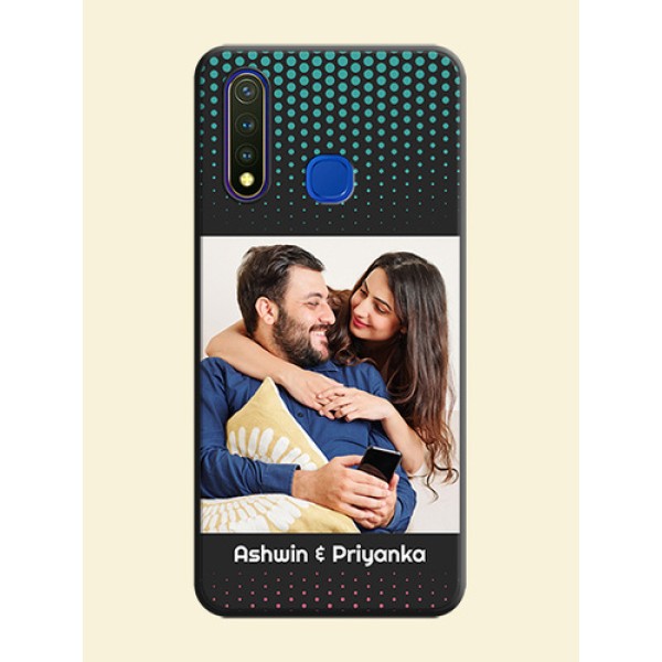 Faded Dots with Grunge Photo Frame and Text on Space Black Custom Soft Matte Phone Cases - Vivo Y19