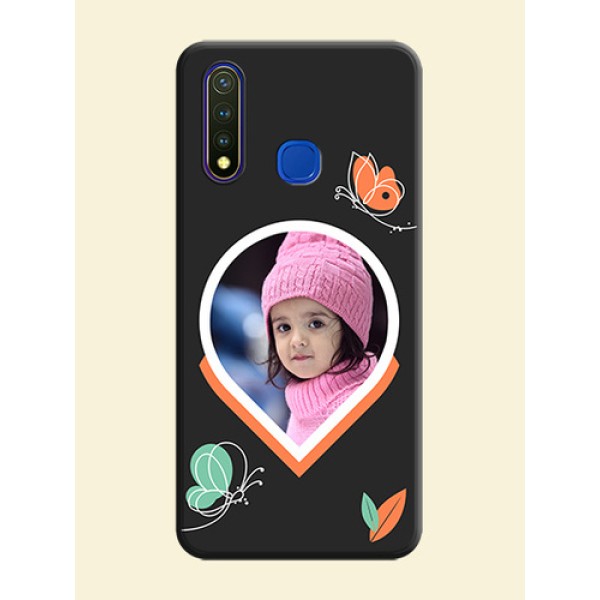 Upload Pic With Simple Butterly Design On Space Black Personalized Soft Matte Phone Covers -Vivo Y19 Upload Pic With Simple Butterly Design On Space Black Personalized Soft Matte Phone Covers -Vivo Y19