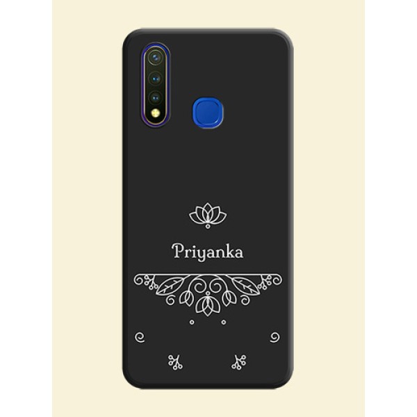 Lotus Garden Custom Text On Space Black Personalized Soft Matte Phone Covers -Vivo Y19 Lotus Garden Custom Text On Space Black Personalized Soft Matte Phone Covers -Vivo Y19