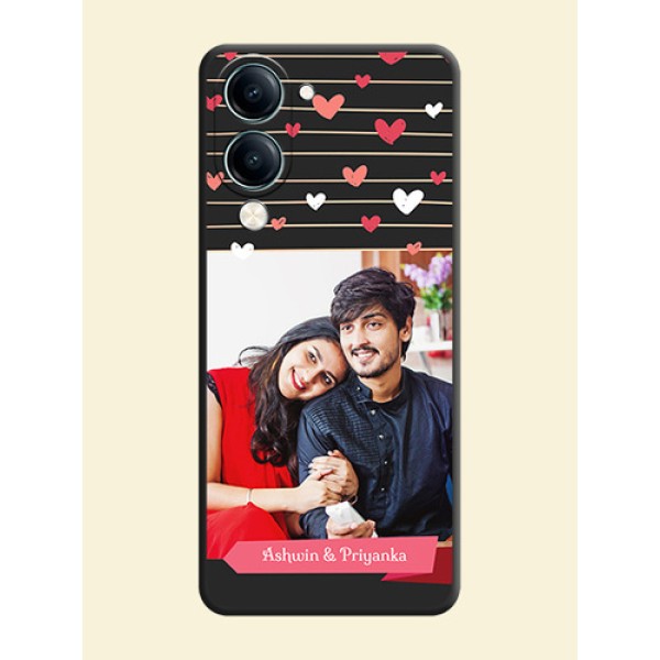 Love Pattern with Name on Pink Ribbon on Photo On Space Black Custom Soft Matte Mobile Back Cover - Vivo Y19e Love Pattern with Name on Pink Ribbon on Photo On Space Black Custom Soft Matte Mobile Back Cover - Vivo Y19e