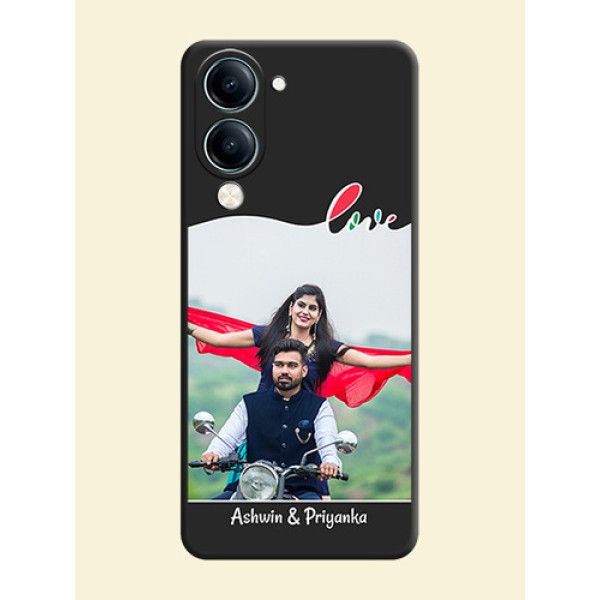 Fall in Love Pattern with Picture on Photo On Space Black Custom Soft Matte Mobile Back Cover - Vivo Y19e Fall in Love Pattern with Picture on Photo On Space Black Custom Soft Matte Mobile Back Cover - Vivo Y19e