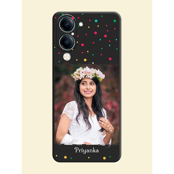 Multicolor Dotted Pattern with Text On Space Black Custom Soft Matte Mobile Back Cover - Vivo Y19e Multicolor Dotted Pattern with Text On Space Black Custom Soft Matte Mobile Back Cover - Vivo Y19e